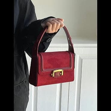 Сумка женская, мини-формат, бордовый цвет. - Материал