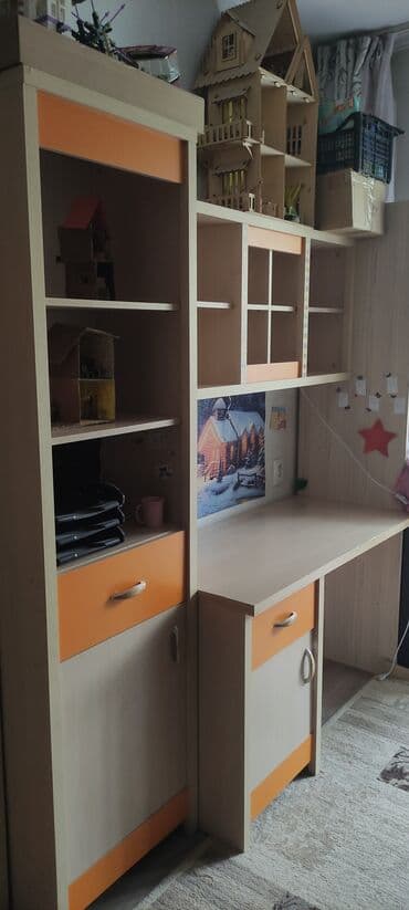 доска для учобы: Детский модульный набор мебели: рабочая зона с шкафами + платяной шкаф — 1