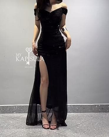 samsung 52: Вечернее платье в пол с открытыми плечами и высокой боковой разрезкой — 1