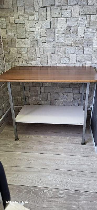coffee table: Стол рабочий с полкой - Прочная столешница под дерево, прямоугольная — 3