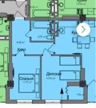 казык: 2 бөлмө, 62 м², Элитка, 3 кабат — 2