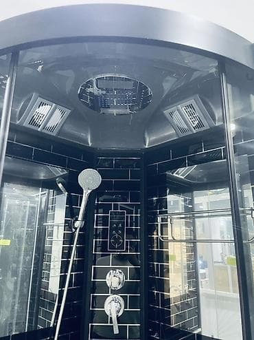 Үй жана бакча: Душ кабинасы Жарым тегерек, Өлчөмү: 90 x 90 см, Поддондун бийиктиги: 215 см,Жабуусу: Караңгылатылган — 5