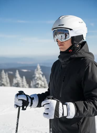 Продаю лыжный шлем, перчатки и очки ! Комплект