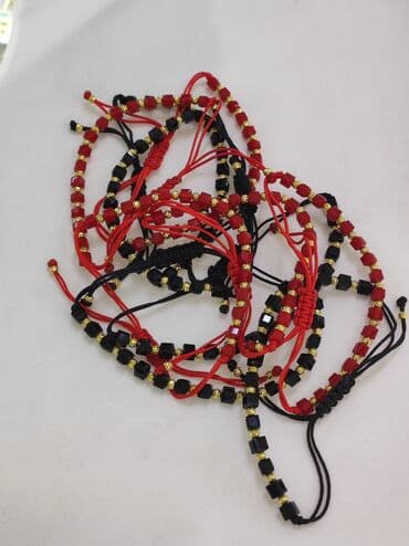 красная нить с золотом 585: Новая коллекция Браслет с камнями красный нить Серебро напыление — 2