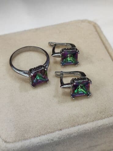 набор пандора: Серебряный Комплект с камнями Мистик Серебро 925 пробы Размеры — 3