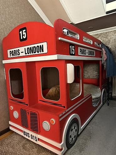 детский пистолет: Двухъярусная детская кровать, ЛДСП, цвет - Красный — 2