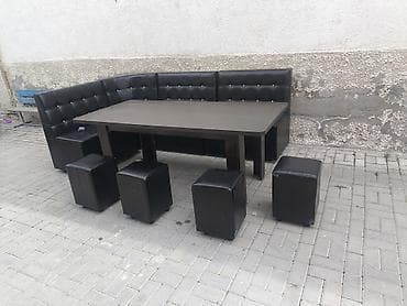 stol: Кухонный мягкий уголок, Б/у, ЛДСП, цвет - Черный — 1