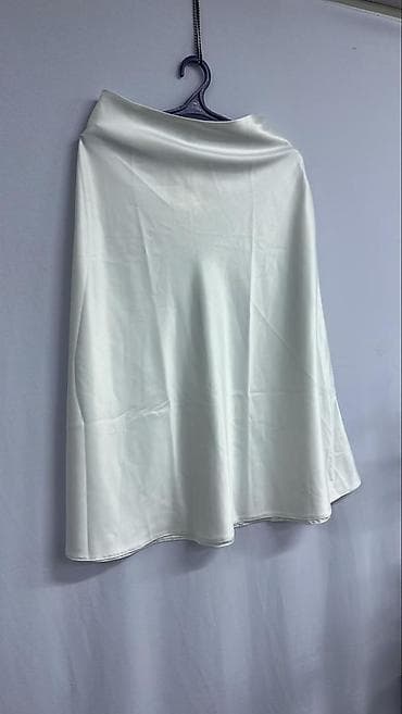 юбка шорта: Юбка, Модель юбки: Трапеция, Миди, Атлас, По талии — 1