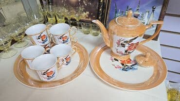 фарфоровые статуэтки купить недорого: Набор 1960г. Китай, все новое, 2 блюда, большой чайник с доп. Крышкой — 1