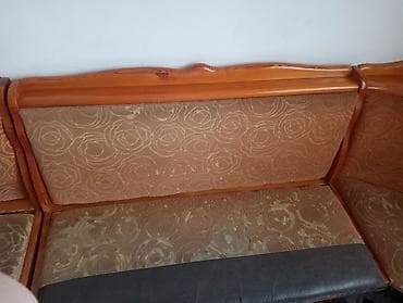 кожаный кухонный уголок: Угловой диван, С ящиками — 2