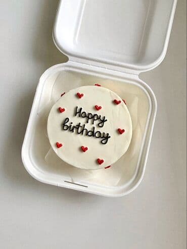 форма для кекса: Мини-торт «Happy Birthday» в корейском стиле - Диаметр: примерно — 1