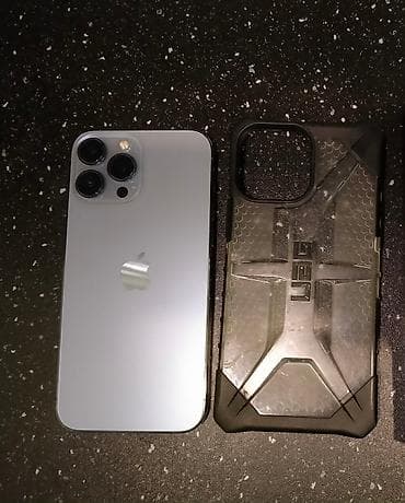 apple 6s: IPhone 13 Pro Max, Б/у, 128 ГБ, Sierra Blue, Наушники, Зарядное устройство, Защитное стекло, 87 % — 1