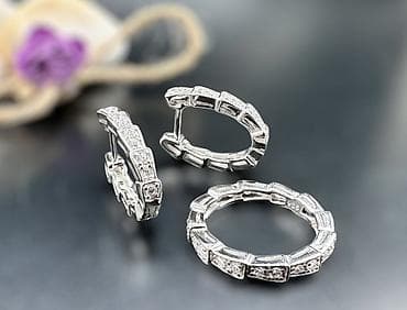 Серебряные серьги, Проба 925, Фианит, Женские
