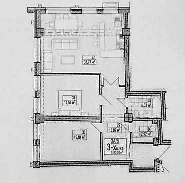 nova grant: 3 комнаты, 82 м², Элитка, 3 этаж, Готовая ПСО (под самоотделку) — 3