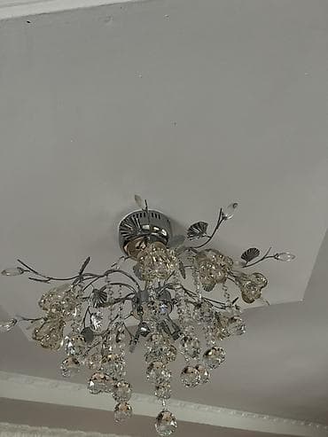 Люстры: В наличии 2 потолочной люстры с хрустальными подвесками и — 4