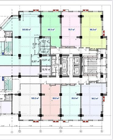 адмираль: Продажа офисов 96 м², Без ремонта, Многоэтажное здание, 2 этаж — 6
