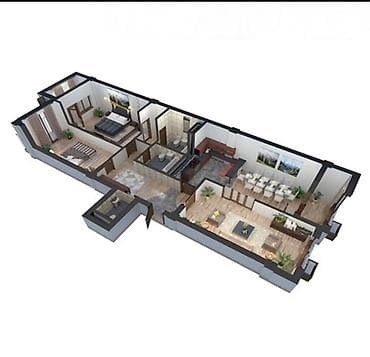 3: 3 комнаты, 131 м², Асанбай мкр Элитка, 9 этаж, ПСО (под самоотделку) — 3
