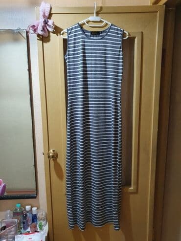 длинные платья с рукавами для полных: Повседневное платье, Турция, Лето, Длинная модель, Прямое, M — 1