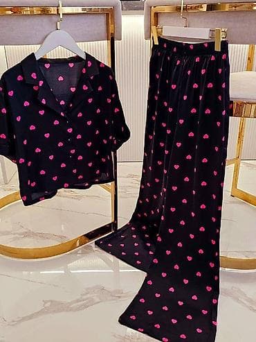 tech flis: Домашний комплект из мягкой вискозы с принтом «сердечки». Состав и — 2