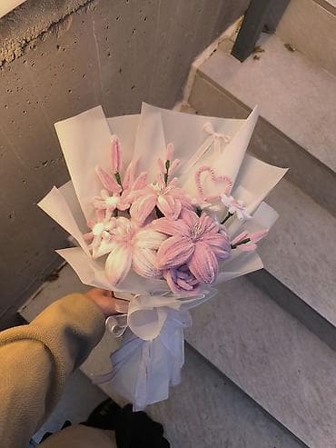 Декоративдик гүлдөр: Авторские букеты из мягких текстильных цветов - Ручная работа: каждое — 4