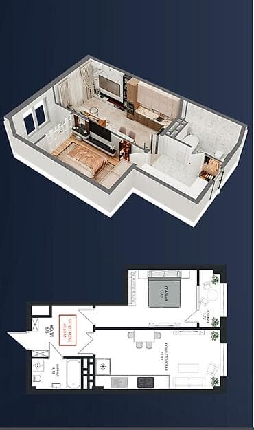 нужно квартиру: Построен, 1 комната, 49 м² — 2