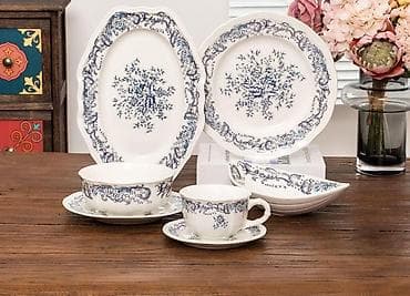 Набор столовой и чайной посуды из фарфора с классическими узорами