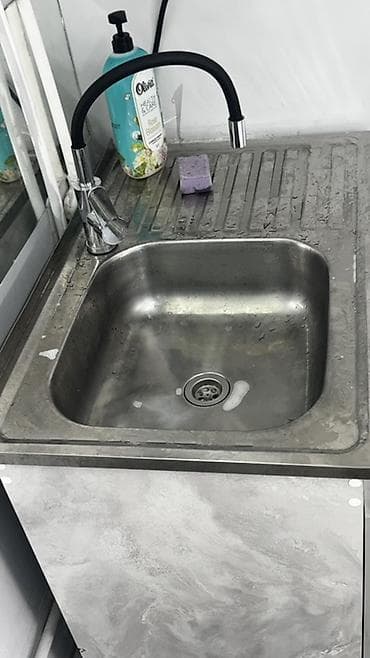 столы для телевизора: Тумба для кухни, С мойкой, Напольная, цвет - Серый — 1