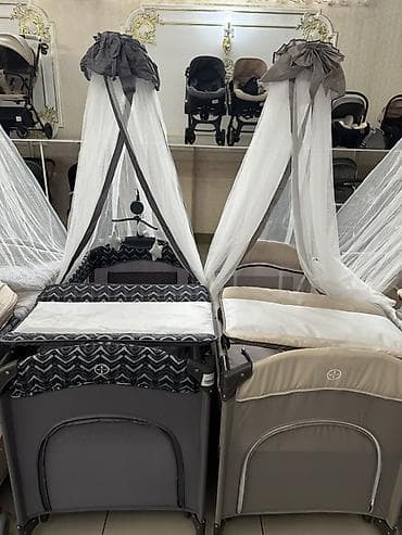 детская кроватка с пеленальным столиком: Манеж-кровать, Раскладной, Другой материал — 3