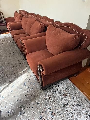 Комплект мягкой мебели, Б/у, Самовывоз, цвет - Коричневый