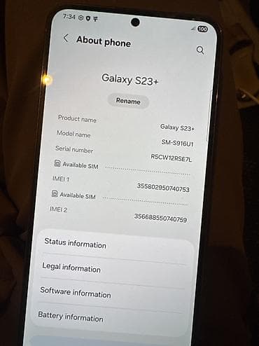 tab s: Samsung Galaxy S23 Plus, Жаңы, 256 ГБ, түсү - Кара, 1 SIM, eSIM — 4