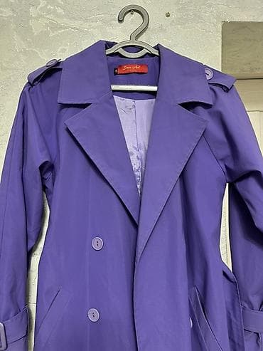 тренч мужской бишкек: Два изделия одежды. 1) Тренч-пальто женское, фиолетовое - Двубортная — 2