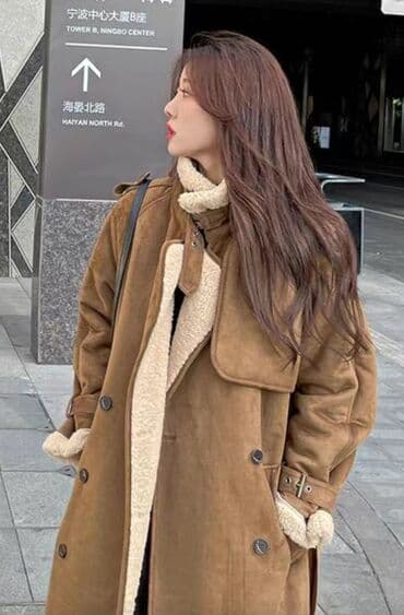 пальто корея: Дубленка, Корея, Длинная модель, S, M — 4