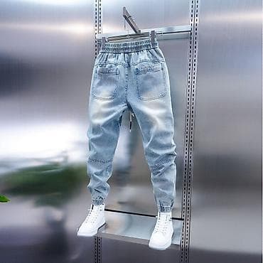 спартивный одежда: Джинсовые джоггеры мужские, светло‑голубой деним с варкой. - Посадка — 5