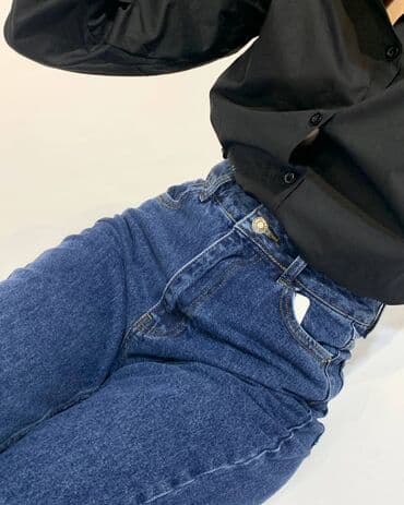 джинсы на девочку: Джинсы, Прямые, Турция, Высокая талия, S — 5