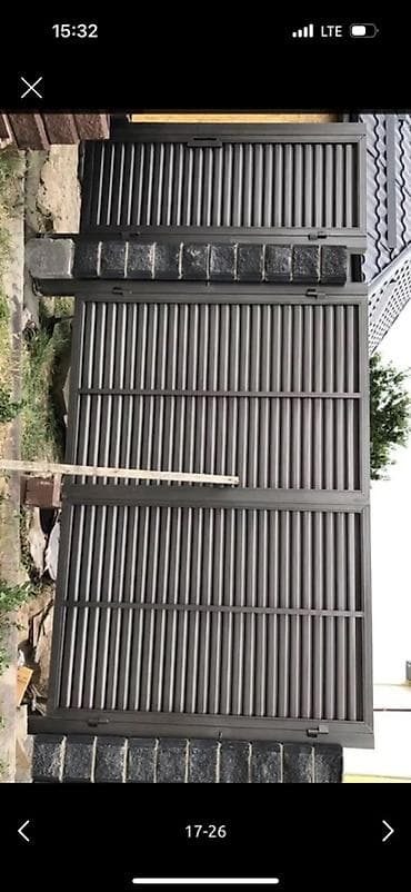 Металлические уличные ворота с калиткой - Материал: сталь, каркас из — 9