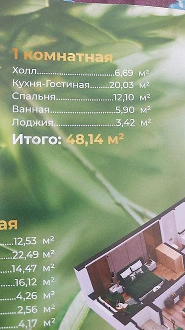 Квартиры: 1 комната, 48 м², Элитка, 8 этаж, Готовая ПСО (под самоотделку) — 2