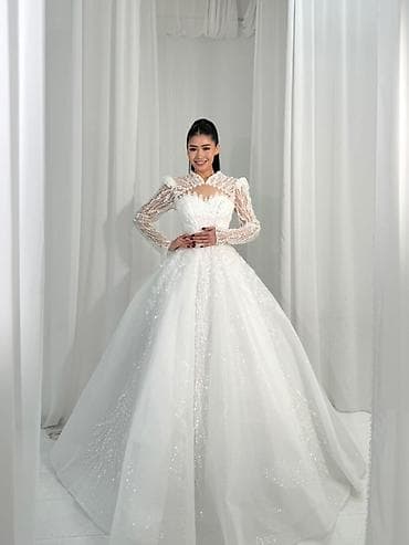 свадебные платья напрокат: Свадебное платье, M, С фатой, Шифон, А-силуэт, Турция, Пайетки, Новый — 8