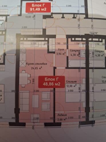 сдаю квартиру бишкек кок жар: 1 комната, 48 м², 9 этаж, ПСО (под самоотделку) — 3