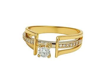 Кольцо в желтом золоте 750 с бриллиантами (13 кр-57 — 0,27 ct 5/8)