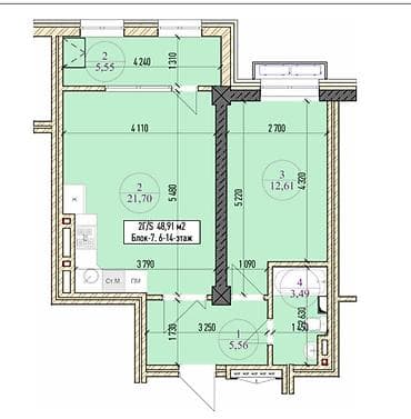 Новостройки от застройщика: 1 комната, 48 м² — 3