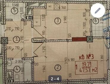 джал продажа: 1 комната, 48 м², Элитка, 2 этаж, ПСО (под самоотделку) — 3