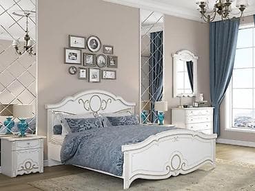 Эмерек гарнитурлары: Уктоочу бөлмө гарнитуру, Колдонулган, Эки кишилик керебет, Комод, Тумба, түсү - Ак — 1