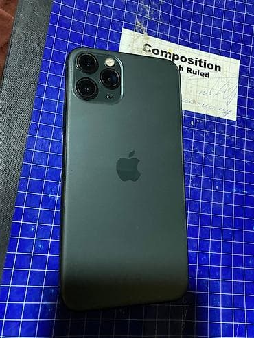 Техника жана электроника: IPhone 11 Pro, Колдонулган, 256 ГБ, Matte Midnight Green, Заряддоочу түзүлүш, Каптама, Кабель, 68 % — 1