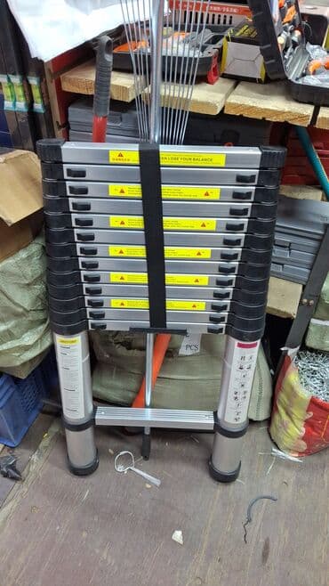 лампа штатив: Телескопическая стремянка, Высота: 5–7 м, Новый, Материал: Алюминий — 2