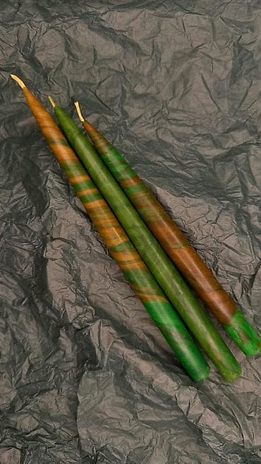 Үй жана бакча: Набор катаных свечей ручной работы Натуральный окрашенный пчелиный — 1