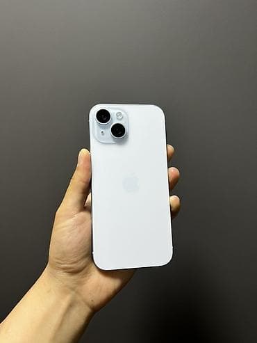 apple airpods max: IPhone 15, Б/у, 128 ГБ, Голубой, Чехол, 92 % — 6