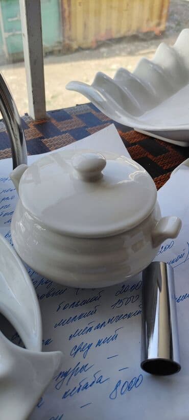 буфет для посуды: (белая керамика/фарфор + стекло): длинная тарелка 63 см 2500сом 1 шт — 8