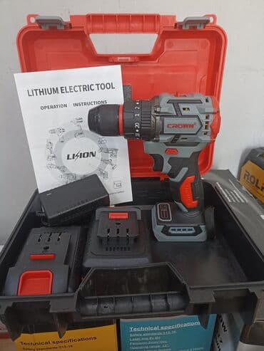 строительные инструменты продажа: Аккумуляторная дрель-шуруповерт БЕЗ ЩЁТОЧНЫЙ Crown серого и красного — 1