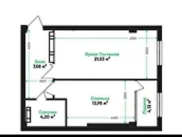 osh flat: 1 комната, 52 м², АЮ Гранд 10 этаж, ПСО (под самоотделку) — 2