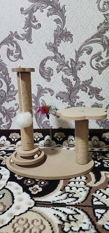 Балдар дүйнөсү: Домик для кошки с когтеточкой, 3 этажа - Размеры: высота 90 см — 3